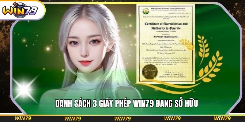 Danh sách 3 giấy phép WIN79 đang sở hữu
